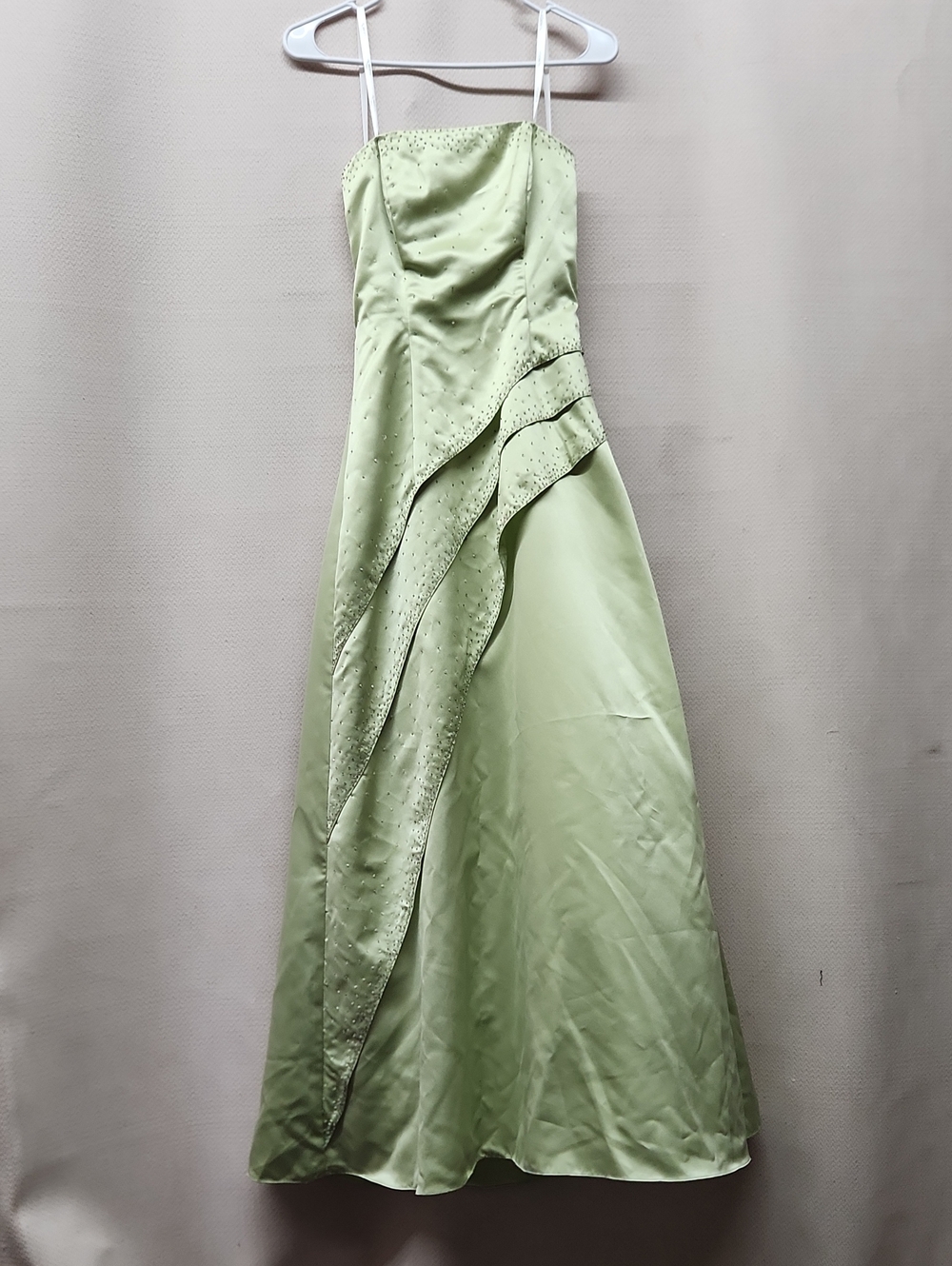 Roberta Bridal Light Green Strapless Satin Evening Dress